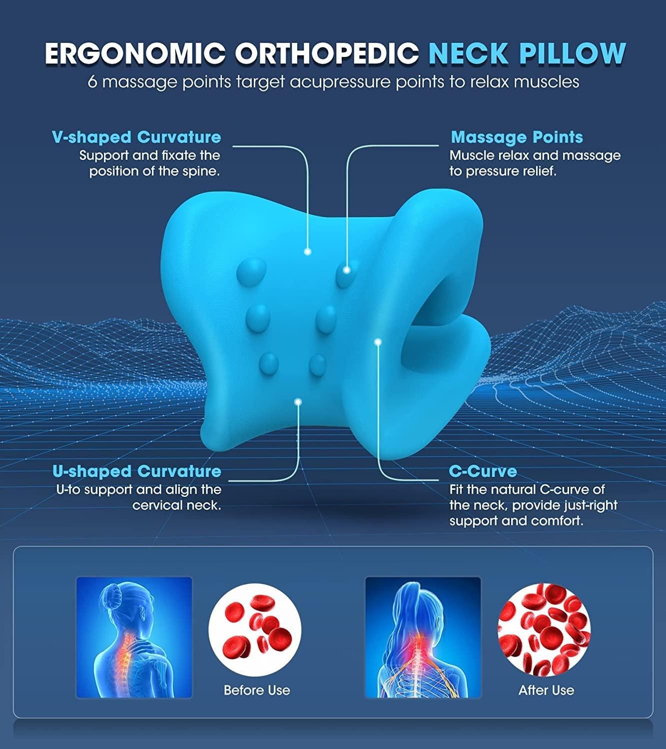 Ergonomic C-Shaped Neck Support Pillow for Pain Relief & Spinal Alignment