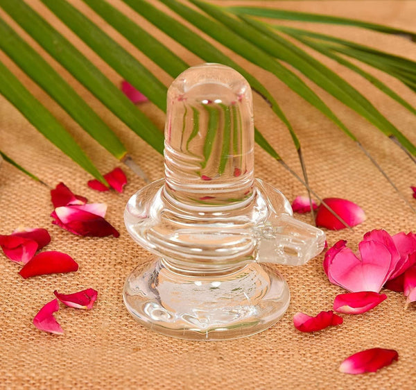 Sphatik Shivling/Big Size for Home Pooja Decorative Showpiece - 4 inch, 250gm (Crystal, White)�.