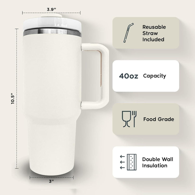 Double Wall Insulated Stainless Steel Tumbler – 40oz / 1.2L Capacity