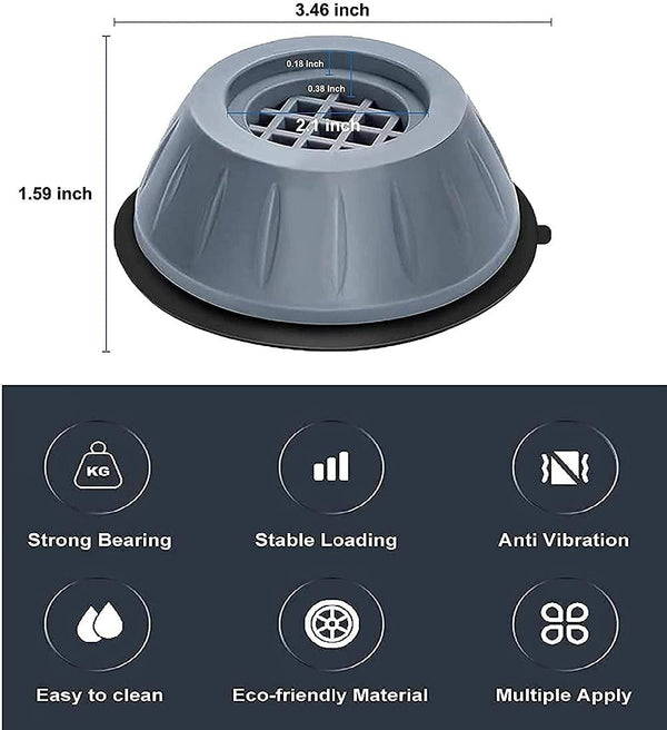 Anti Vibration Pad-Anti-vibration Pads For Washing Machine - 4 Pcs Shock Proof Feet For Washer ? Dryer, Great For Home, Laundry Room, Kitchen, Washer, Dryer, Table, Chair, Sofa, Bed (4 Units).