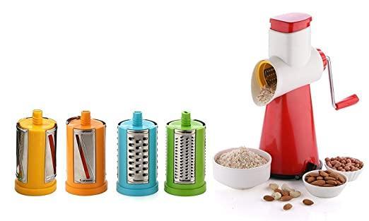 4 in 1 Drum Grater Shredder Slicer for Vegetable, Fruits, Chocolate, Dry Fruits, Salad Maker.