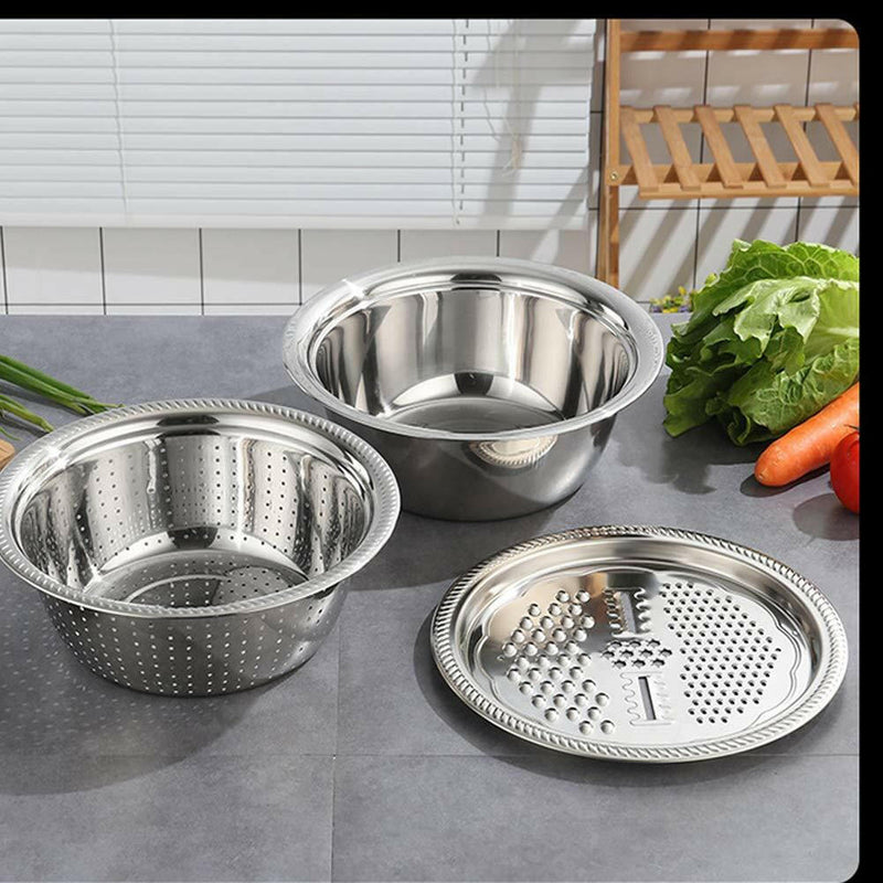 3-in-1 Multifunctional Stainless Steel Grater, Basin & Colander Set