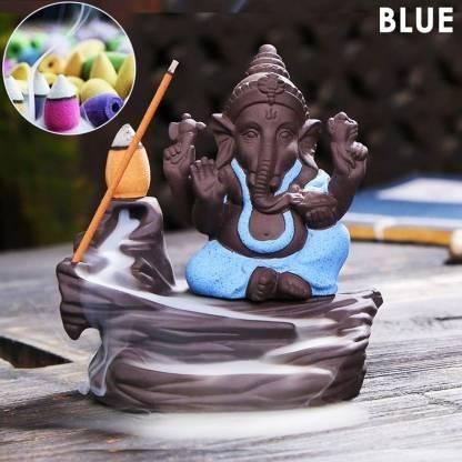 Handcrafted Meditation Monk Ganesha Smoke Backflow Cone Incense holder.