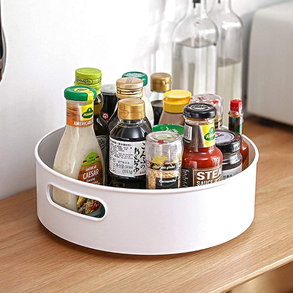 Multi-Purpose 360� Rotating Organizer Tray Use for Spice Rack, Cosmetic Organizer and Many more (Off-White Cream).