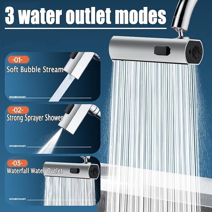 3 in 1 360� Waterfall Kitchen Faucet, Touch Faucet, Extender for Kitchen Sink.