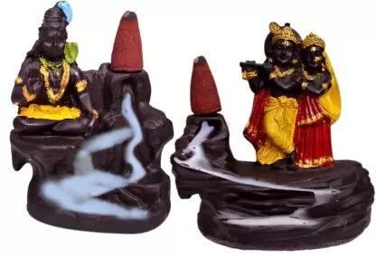 Backflow Smoke RadhaKrishn & Shiva with 20 Smoke Incense Cone For Living Room, Bed room, Office and Home D�cor ? 10 cm.