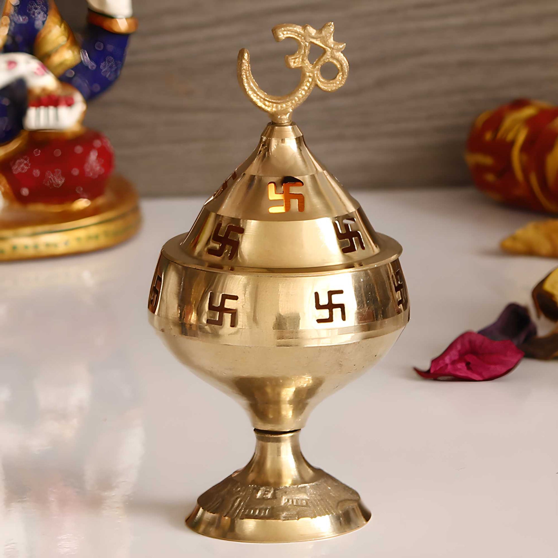 eCraftIndia Om and Swastik Brass Diya.