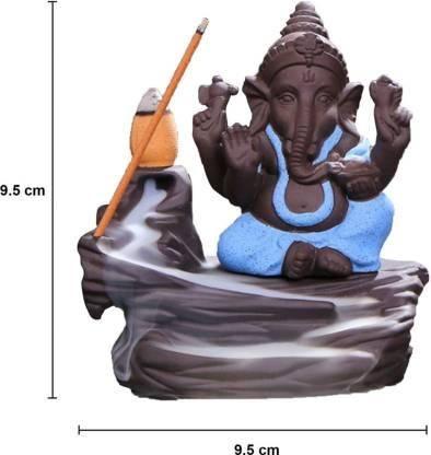 Handcrafted Meditation Monk Ganesha Smoke Backflow Cone Incense holder.