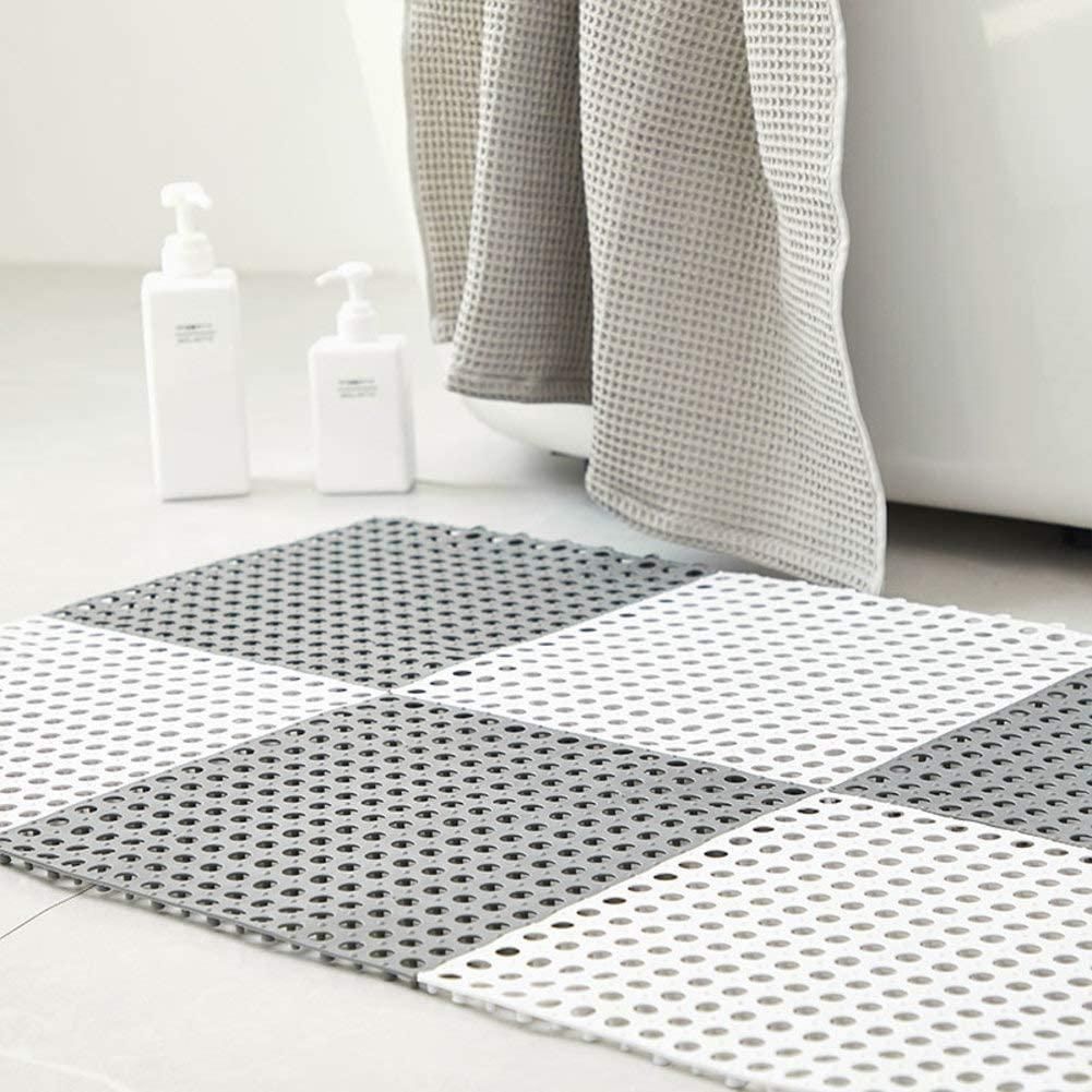 Anti-Slip Interlocking Bathroom Mats – Pack of 2 (White & Grey)