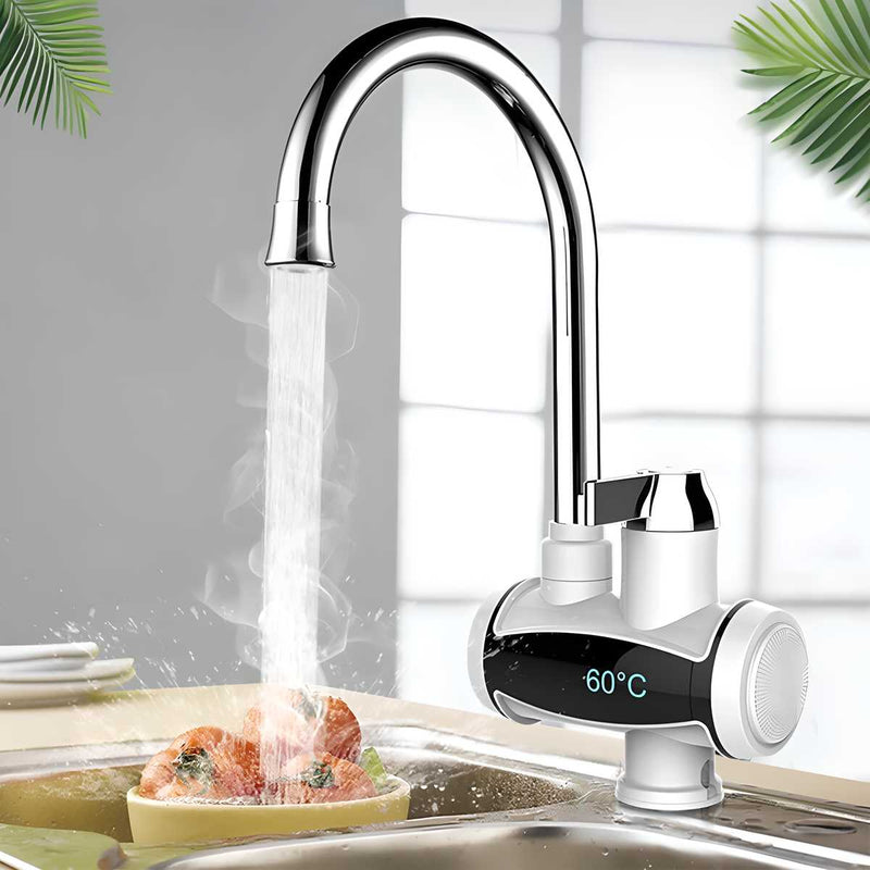 360° Rotating Instant Water Heater Faucet with Pressure Relief & LED Display