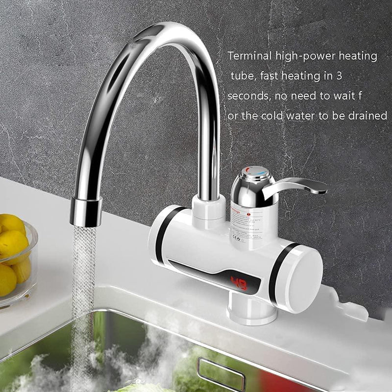 360° Rotating Instant Water Heater Faucet with Pressure Relief & LED Display