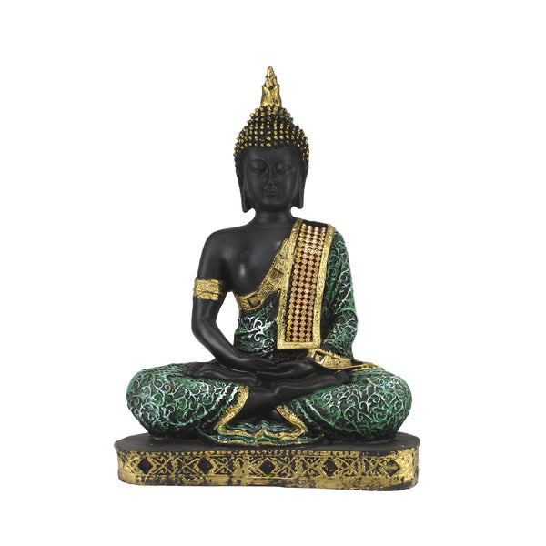 eCraftIndia Green Meditating Buddha Decorative Showpiece - 24 cm.