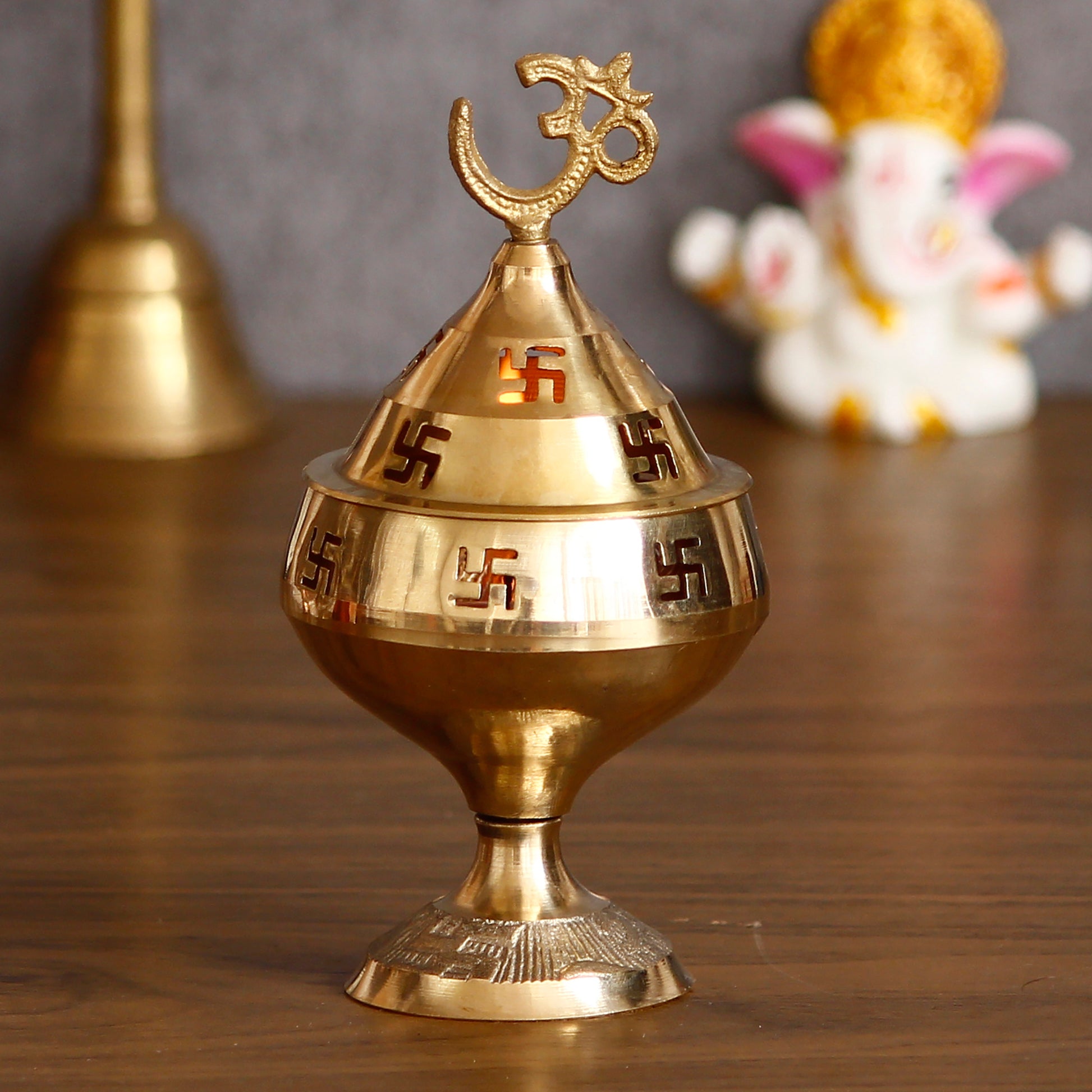 eCraftIndia Om and Swastik Brass Diya.