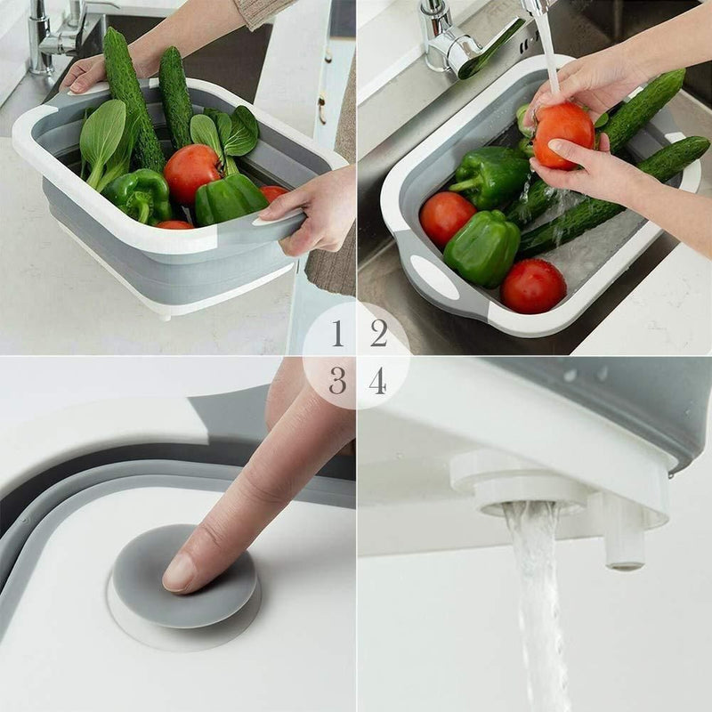 Folding Cutting Board with Basket.