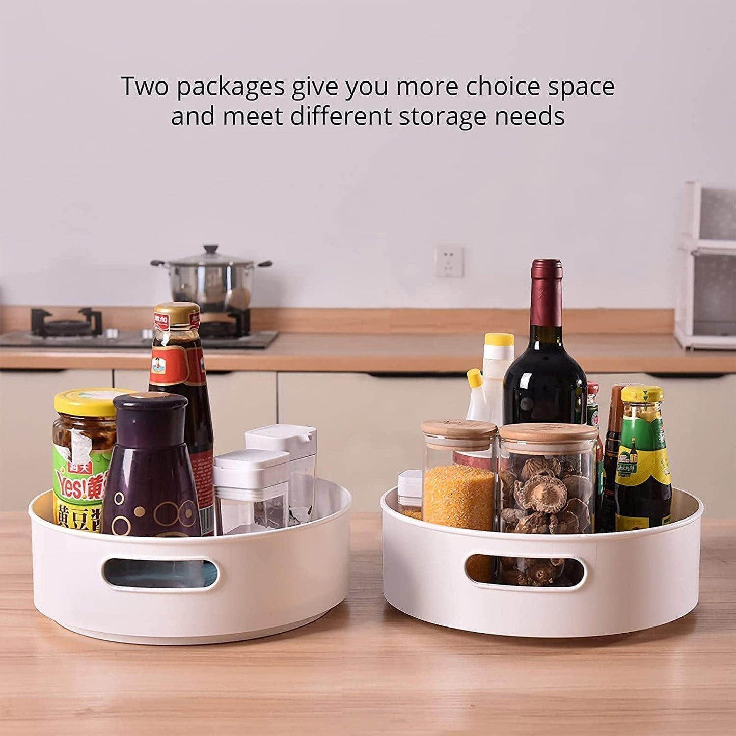 Multi-Purpose 360� Rotating Organizer Tray Use for Spice Rack, Cosmetic Organizer and Many more (Off-White Cream).