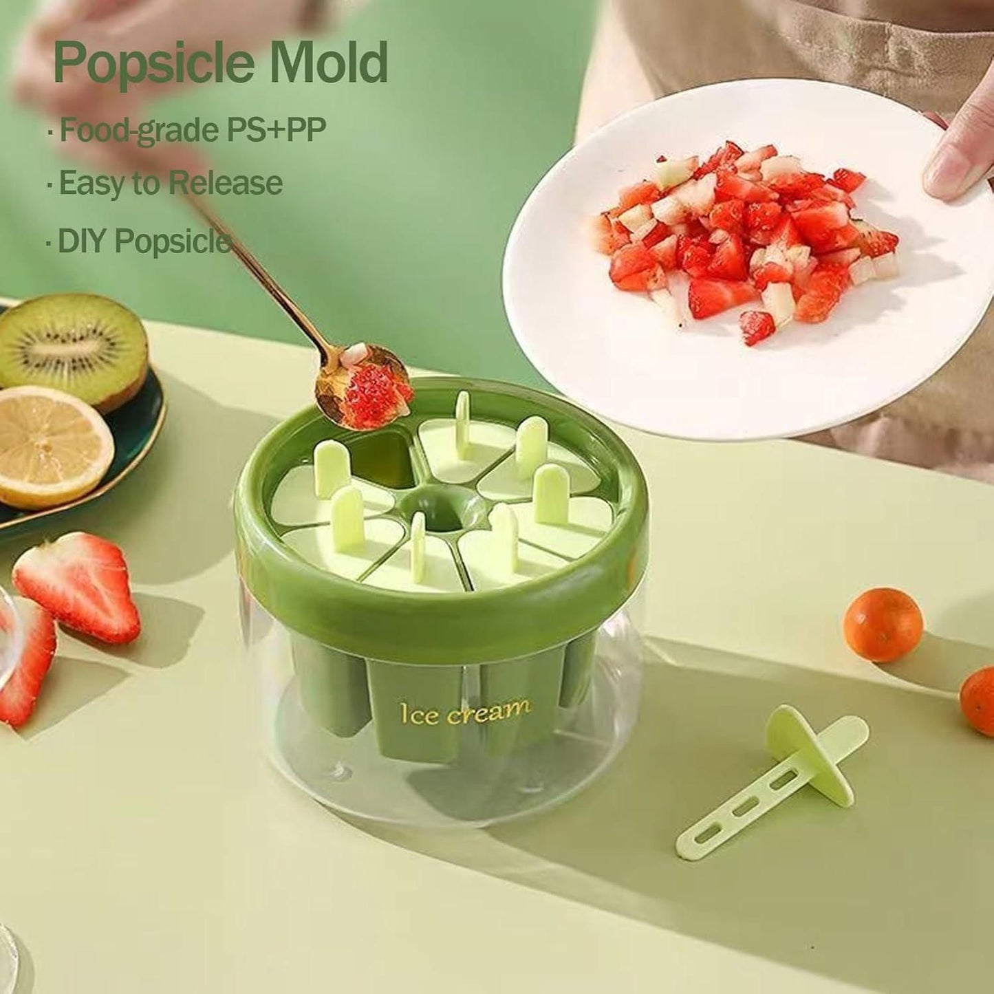 Reusable 8-Piece Ice Pop Mold Set for Healthy Homemade Treats