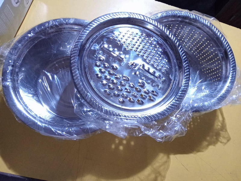 3-in-1 Multifunctional Stainless Steel Grater, Basin & Colander Set