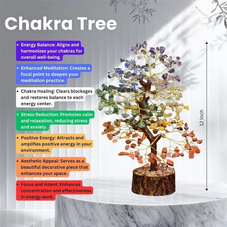 7 Chakra Natural Gemstone Crystal Tree.