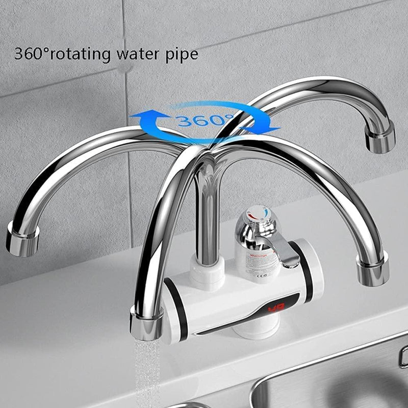 360° Rotating Instant Water Heater Faucet with Pressure Relief & LED Display