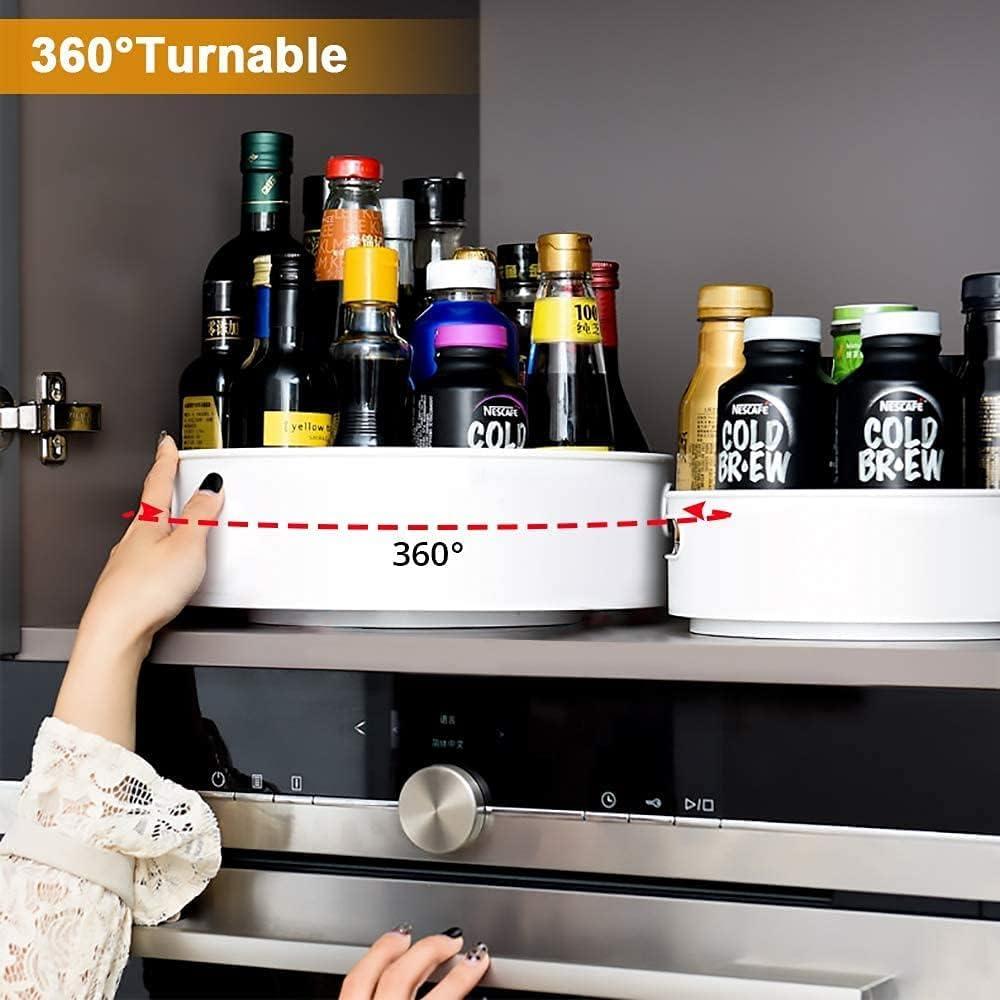 Multi-Purpose 360� Rotating Organizer Tray Use for Spice Rack, Cosmetic Organizer and Many more (Off-White Cream).