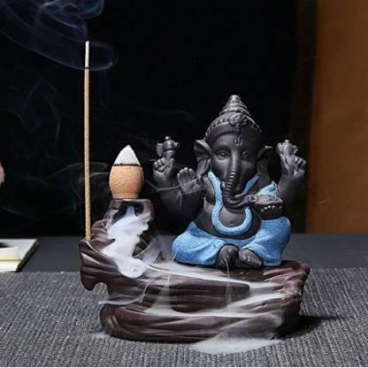 Handcrafted Meditation Monk Ganesha Smoke Backflow Cone Incense holder.