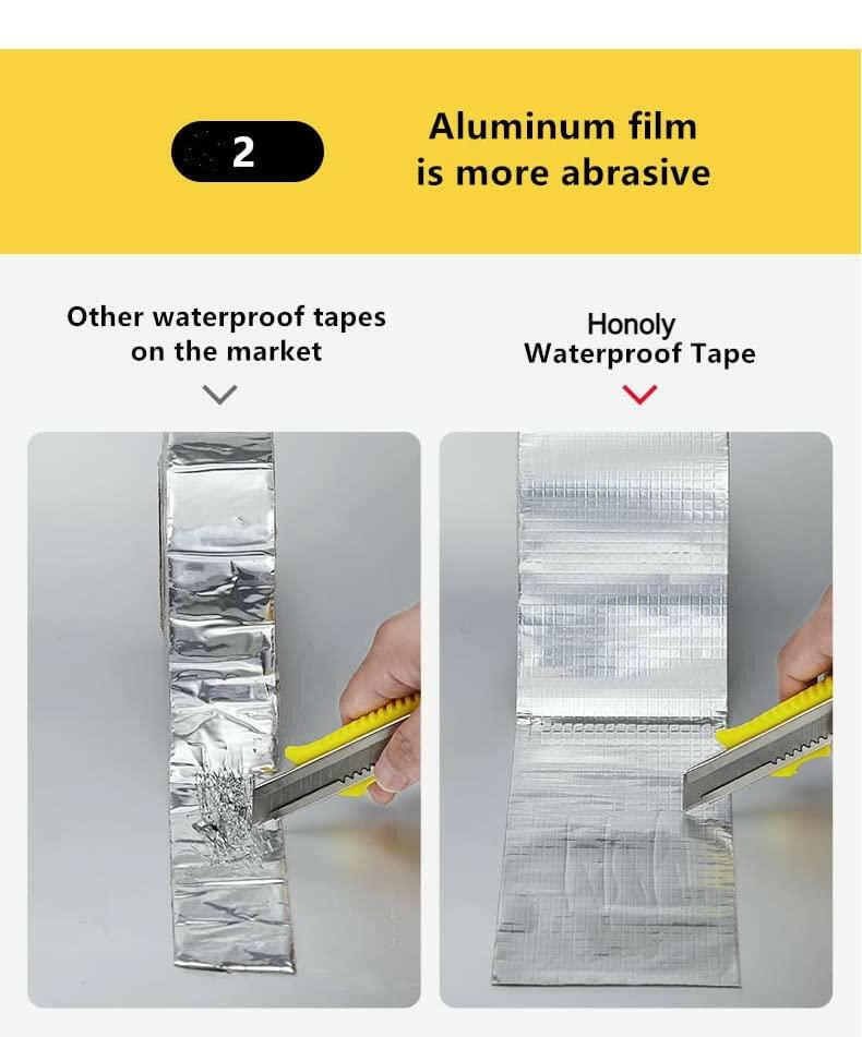 Premium Waterproof Aluminum Butyl Rubber Tape with UV Protection and Heat Insulation (5cm X 5cm) (Pack of 1)