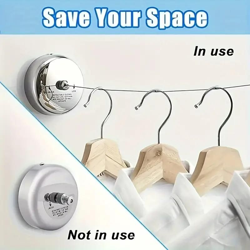 Stainless Steel Retractable Clothesline – 9.2 ft