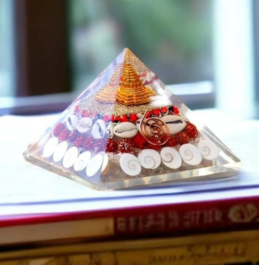Lakshmi Pyramid with Shree Yantra & Gomati Chakra for Wealth & Spiritual Growth