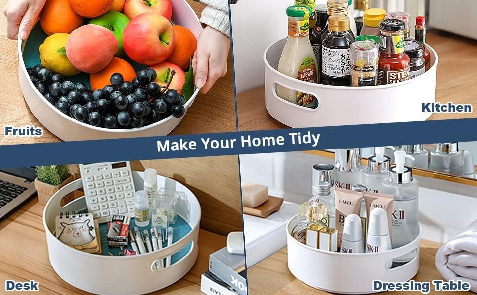 Multi-Purpose 360� Rotating Organizer Tray Use for Spice Rack, Cosmetic Organizer and Many more (Off-White Cream).