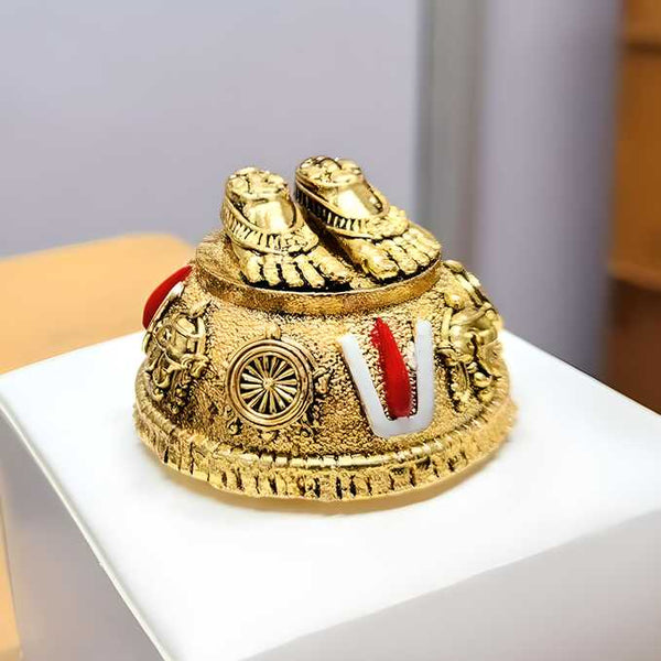 Gold Plated Antique Lord Balaji Charan Paduka.